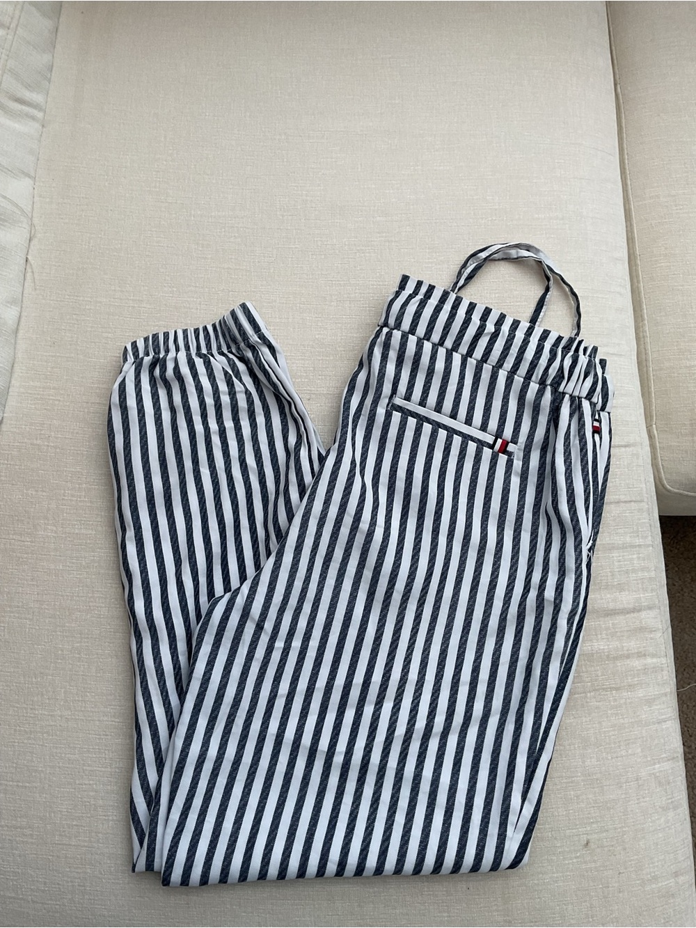 Tommy Hilfiger Black and White Vertical Stripe Joggers - Picture 2 of 8